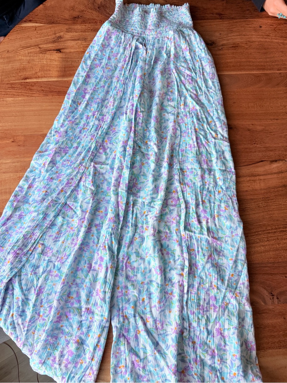 Billabong Wandering Soul Floral Wide Leg Pants - in Salt Crystal size Small